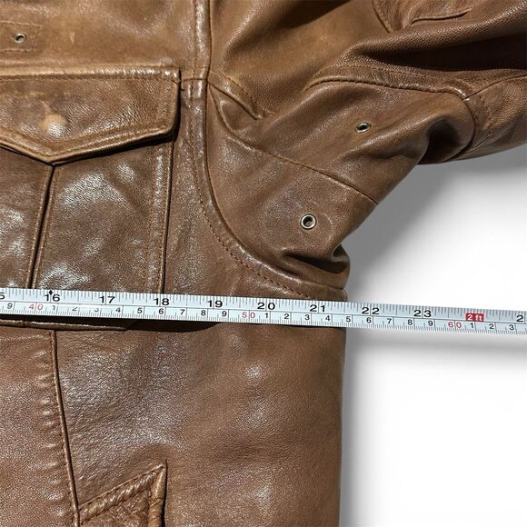 Vtg Excelled Bomber Aviator Jacket Leather Brown Men M Rider Distressed Patches - Picture 13 of 16